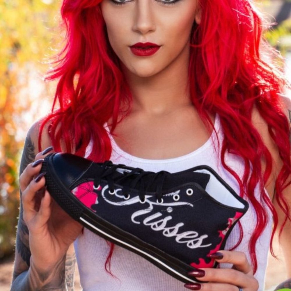 Red High Top Converse Skater Shoes Punk Canvas